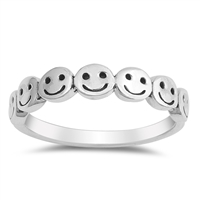 Silver Ring - Smiley Faces