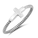 Silver Ring - Sideways Cross