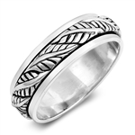 Silver Spinner Ring - Leaves