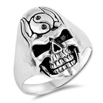 Silver Ring - Skull & Yin Yang