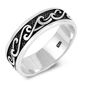 Silver Ring - Wave Band