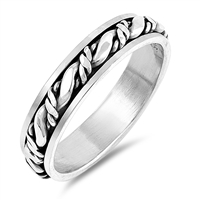 Silver Spinner Ring - Rope Band