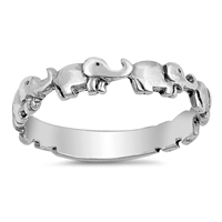 Silver Ring - Elephants