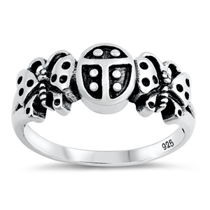 Silver Ring - Ladybug & Butterfly