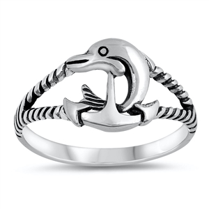 Silver Ring - Dolphin Anchor