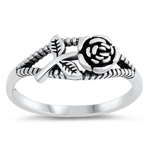 Silver Ring - Single Rose