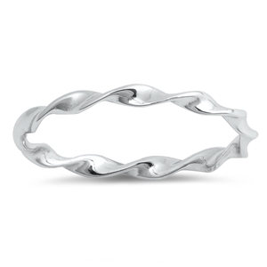 Silver Ring - Thin Twisted Band