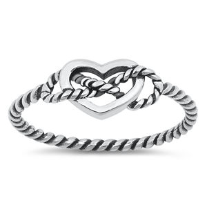 Silver Ring - Heart Rope