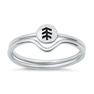 Silver Ring - Little Pine Tree Set