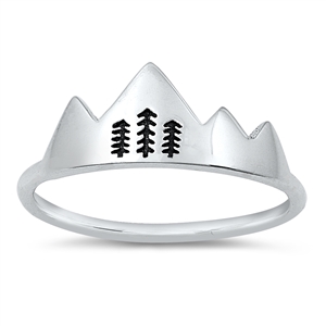 Silver Ring - Mountains with Trees