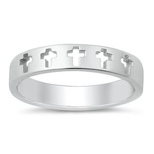 Silver Ring - Cross Band