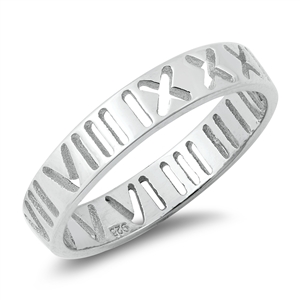 Silver Ring - Roman Numeral Band