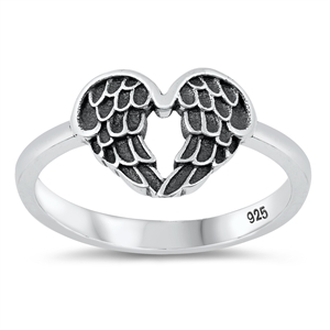 Silver Ring - Heart Wings