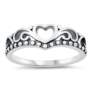 Silver Ring - Heart Crown