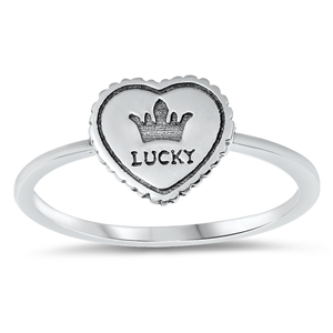 Silver Ring - Lucky Crown Heart