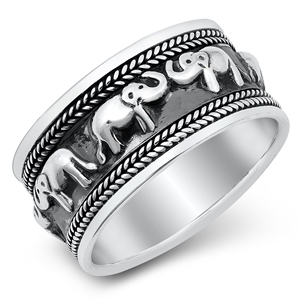 Silver Ring - Elephants