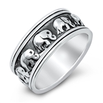 Silver Ring - Elephants