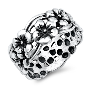 Silver Ring - Flowers