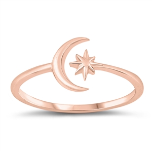 Silver Ring - Crescent Moon & Star