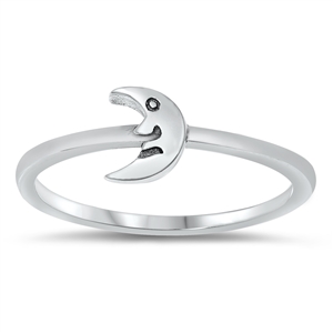Silver Ring - Moon with Face
