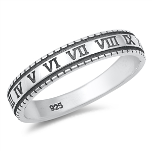 Silver Ring - Roman Numerals