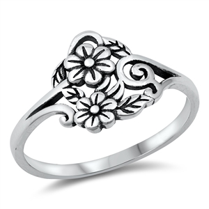 Silver Ring - Flowers