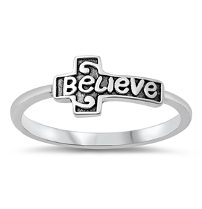 Silver Ring - Believe Cross