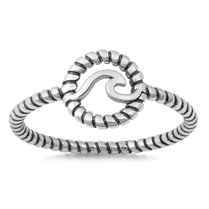 Silver Ring - Wave in Rope Band