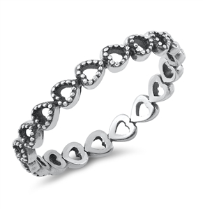 Silver Ring - Hearts Band