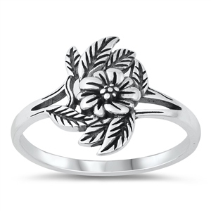 Silver Ring - Flowers & Leaves