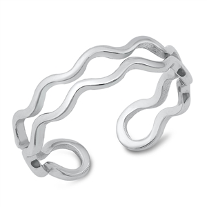 Silver Ring - Double Wavy Band