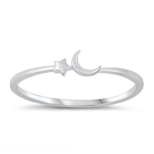 Silver Ring - Star & Crescent Moon