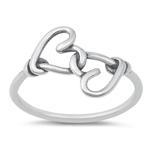 Silver Ring - Knotted Hearts
