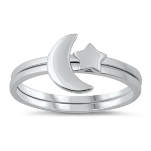 Silver Ring - Star & Crescent Moon