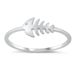 Silver Ring - Fish Skeleton