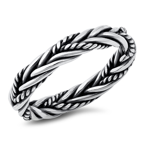 Silver Ring - Rope Braid