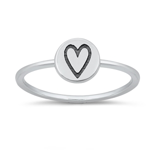 Silver Ring - Stamped Heart