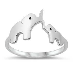 Silver Ring - Mom & Baby Elephant