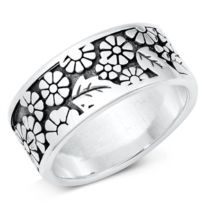 Silver Ring - Flowers