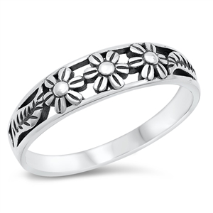 Silver Ring - Flowers