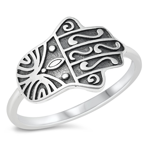 Silver Ring - Sideways Hamsa