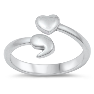 Silver Ring - Semi Colon Heart