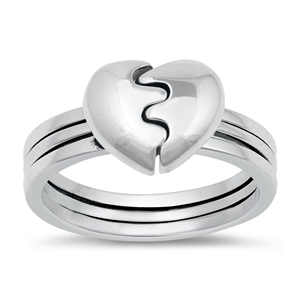 Silver Ring - Heart Puzzle