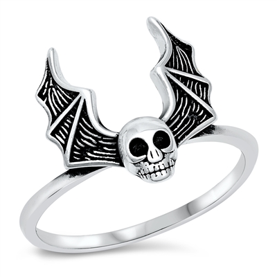 Silver Ring - Skull Bat