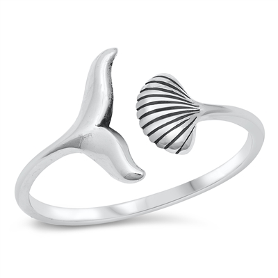 Silver Ring - Mermaid Tail and Seashell
