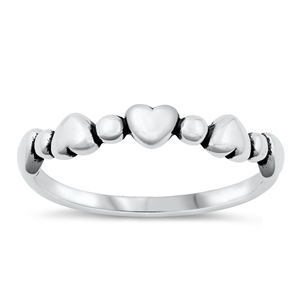 Silver Ring - Dots and Hearts