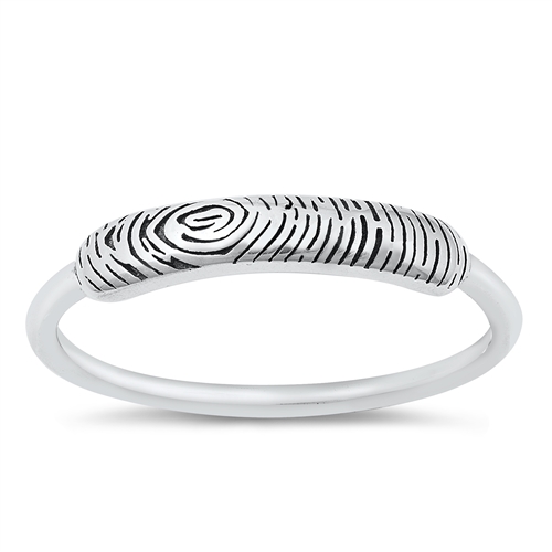 Silver Ring - Tree Print