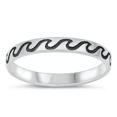 Silver Ring - Wave Band