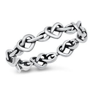 Silver Ring - Heart Knots