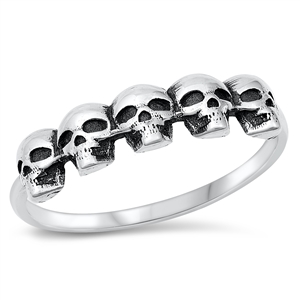 Silver Ring - Skull Heads